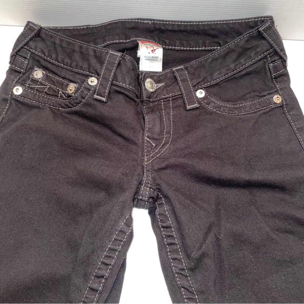 True Religion Black Skinny Jeans with White Stitching